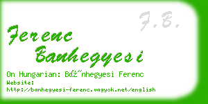 ferenc banhegyesi business card